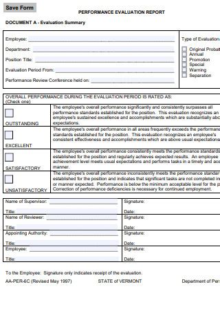 Employee Performance Evaluation Sample