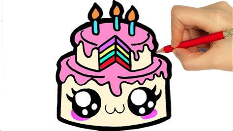 How To Draw A Cute Birthday Cake Kawaii Dibujos Kawaii Desenhos Kawaii