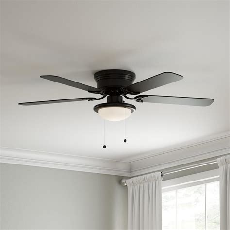 52 In Led Indooroutdoor Ceiling Fan Black Low Profile Flush Mount