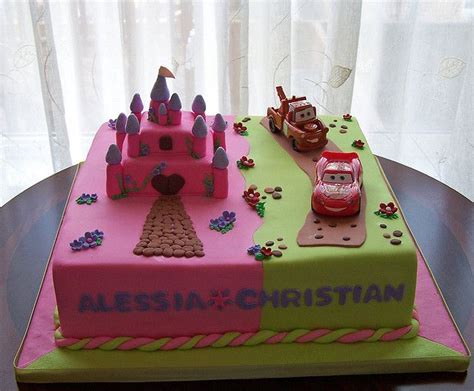 Twins Birthday Cake Castle And Cars