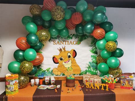 Green Leaves Cartoon Lion King Backdrop Boys Happy 1st Birthday Party