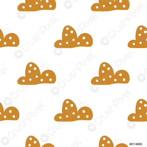 Children Cute Doodle Clouds Seamless Pattern In Scandinavian Style Baby
