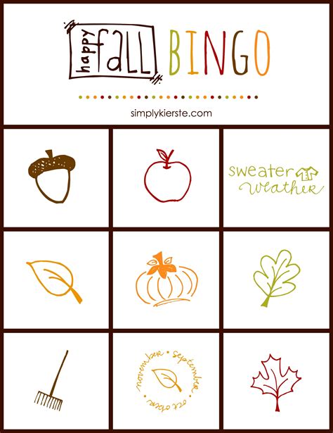 Fall Bingo Printable Free Included In This Free Printable Set