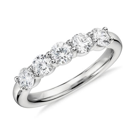 Blue Nile Signature Comfort Fit Five Stone Diamond Ring In Platinum 1