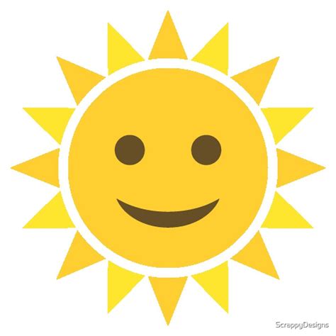 Smiling Sun Emoji By Scrappydesigns Redbubble