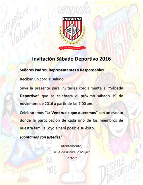 Invitación Sábado Deportivo 2016 Colegio Loyola Gumilla