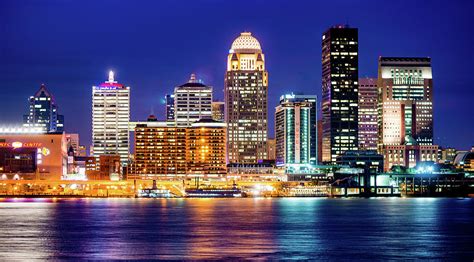 Downtown Louisville Kentucky Skyline Panorama At Dusk Photograph By