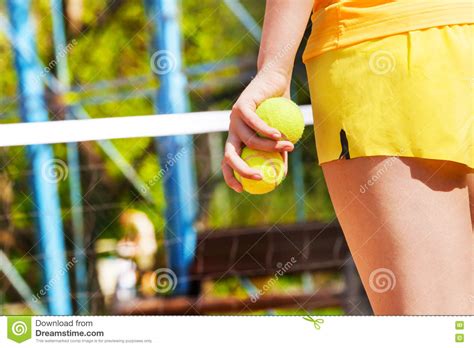 Picture Of Tennis Player S Hand Holding Two Balls Stock Image Image