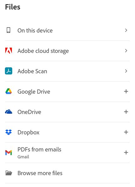 Open Files — Acrobat For Android Help