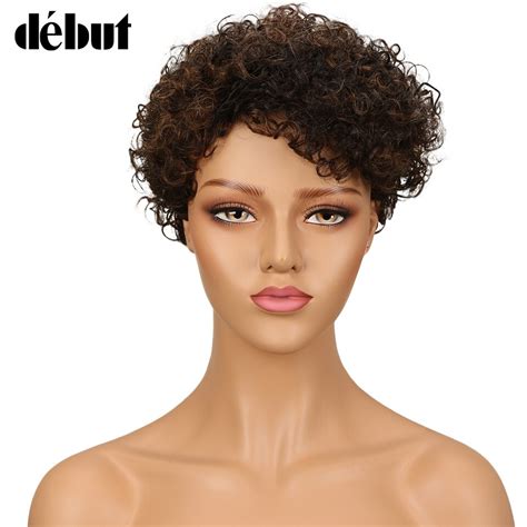 Debut Hair Short Human Hair Wigs For Black Women Brazilian Sassy Curly