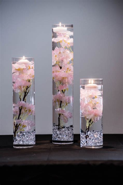 Submersible Pink Or White Cherry Blossom Floral Wedding Centerpiece With Floating C Wedding
