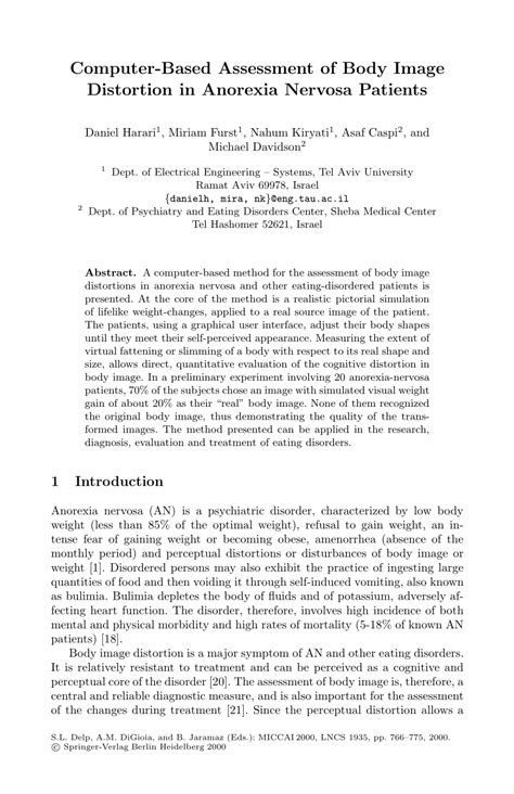 Pdf Computer Based Assessment Of Body Image Distortion In Anorexia Nervosa Patients