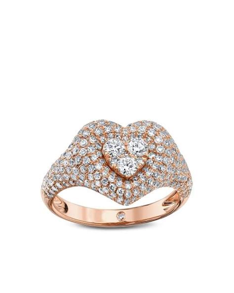 Shay 18kt Rose Gold Heart Diamond Pinky Ring Lyst
