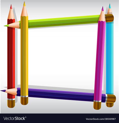 Border Template With Color Pencils Royalty Free Vector Image