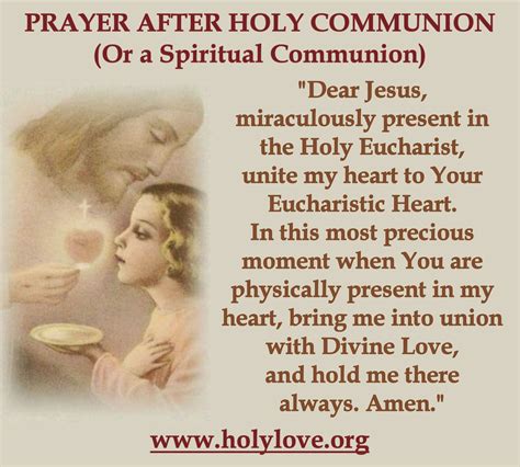 Prayer After Holy Communion Spiritual Communion Catholic Prayers