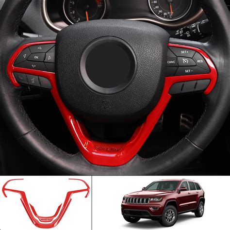 2pcs Red Interior Steering Wheel Cover Trim For Jeep Grand Cherokee