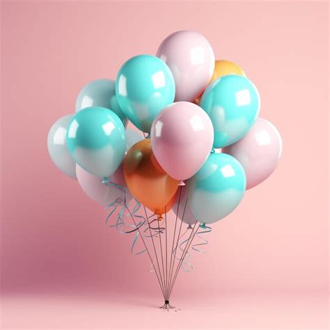 Premium Ai Image Pastel Balloons On Pink Background 3d Rendering