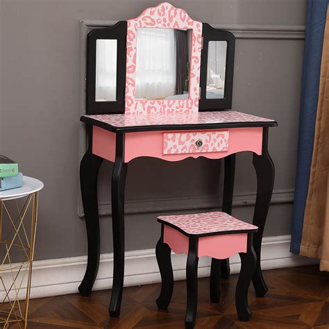 lowestbest vanity table set with mirror for girls bedroom dressing table with vanity stool