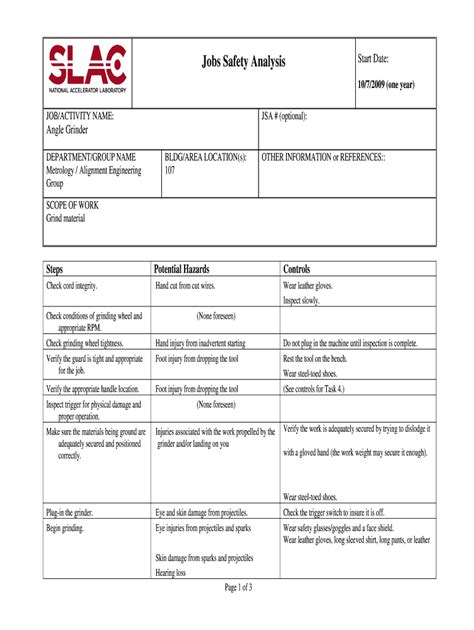 Jsa For Welding Cutting And Grinding Fill Out Sign Online Dochub