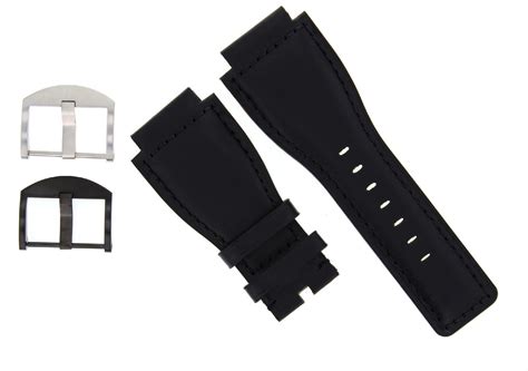 24mm Genuine Watch Strap Smooth Band For Bell Ross Br 01 Br 03 Watch Black Ebay