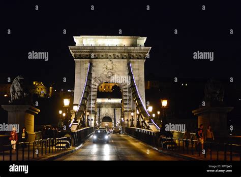 Széchenyi Chain Bridge By Night Budapest Hungary Stock Photo Alamy