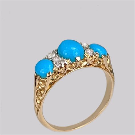 Vintage Turquoise Diamond Ring The Chelsea Bijouterie