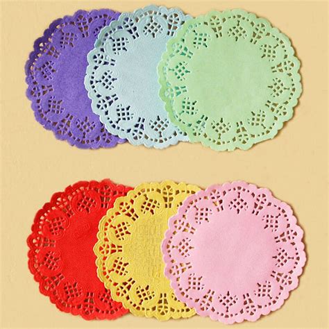 500pcs 55 Inch Colorful Paper Doilies Round Flower Lace Paper Doily