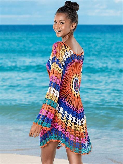 Colorful Knit Swimwear Beach Bikini Cover Up Knit Swimwear Crochet Dress Crochet Clothes