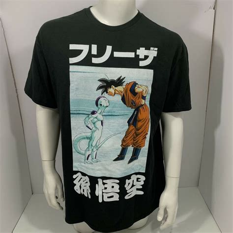 Dragon ball z black t shirt. DBZ Dragon Ball Z Mens Goku VS Frieza Stare Down Black Graphic Tee Shirt Size XL | eBay (With ...
