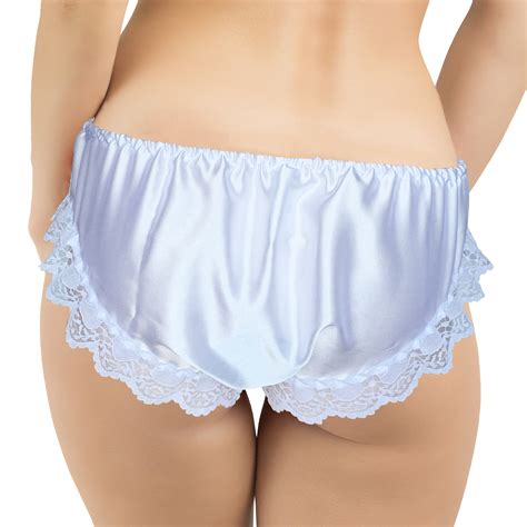 White Satin Lace Sissy Full Panties Bikini Knicker Underwear Size 10