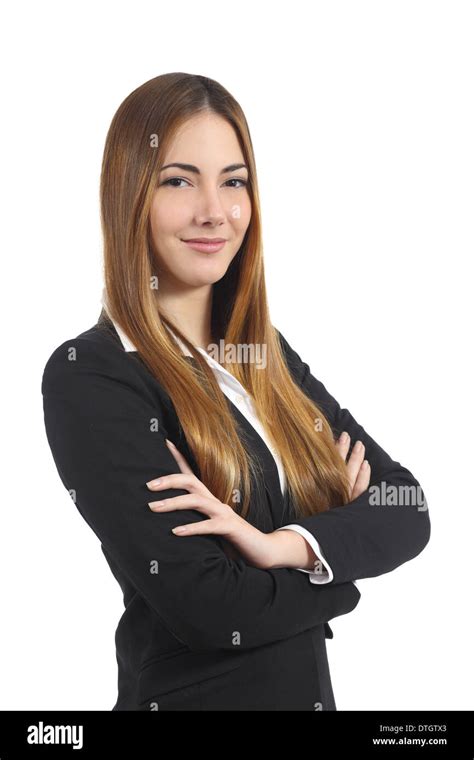 Confident Beautiful Business Woman Posing With Folded Arms Isolated On