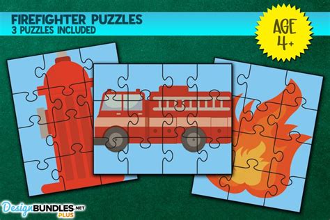 Firefighter Jigsaw Puzzle Bundle 1 Educational Puzzles