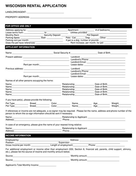 Find a reliable tenant for your apartment, house, or room using our basic rental application form. Free Wisconsin Rental Application Form - PDF | eForms ...