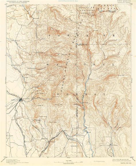 Collection C 007: USGS topographic map of Santa Fe, N.M., at the Center