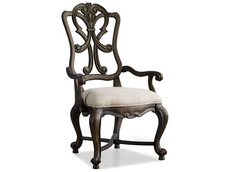 Hooker Furniture Rhapsody Hardwood Brown Fabric Upholstered Arm Dining Chair Hoo507075401