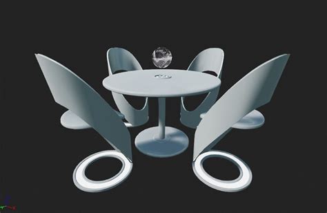 3d Model Futuristic Dining Table Set Vr Ar Low Poly Cgtrader
