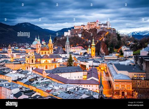 Beautiful View Of The Historic City Of Salzburg With Festung