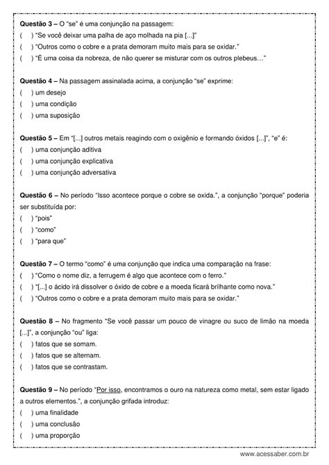 Atividade Com Conjunções 5 Ano