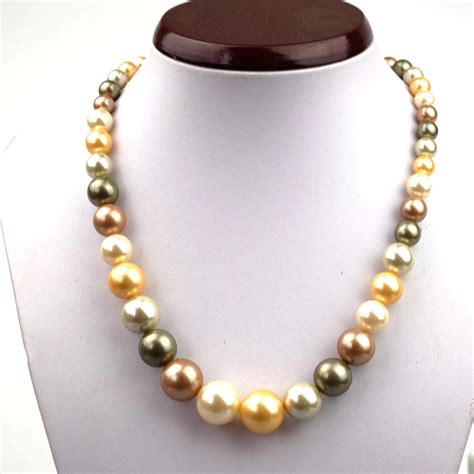 Natural Deep Sea Shell Pearl Women Long Necklace Silver Plated Bucket