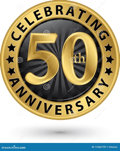 Celebrating 50th Years Anniversary Gold Label Vector Stock Vector