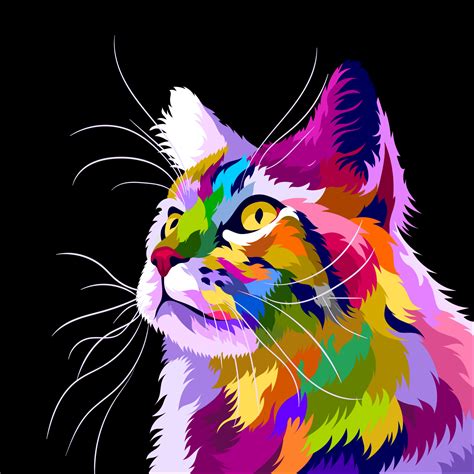 Illustration Colorful Cat With Pop Art Style 3726498 Vector Art At Vecteezy