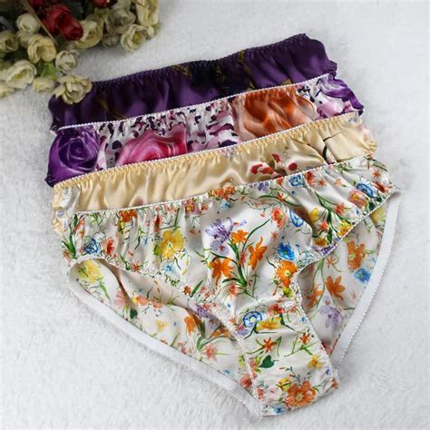 Pure Silk Panties Women 100 Mulberry Silk Pattern Plus Size Briefs M L