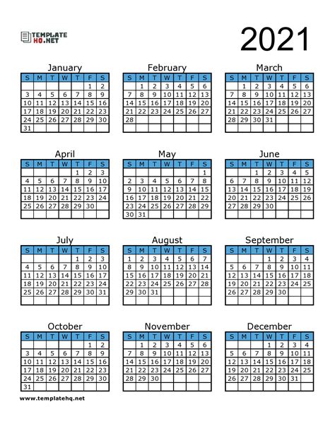 The blank and generic calendars are easy to edit or customize for your 2021 events. Free 2021 Calendar Printable - Template Hq