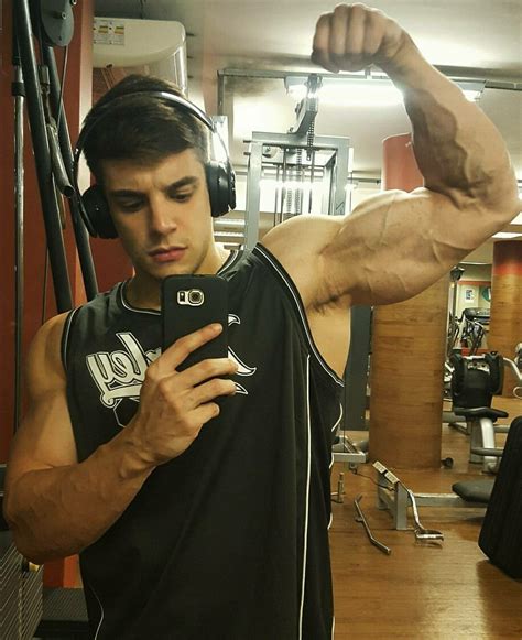 Hot Manly Guy Strong Veiny Biceps Flex Selfie