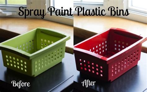 Unify Your Plastic Bins By Spray Painting Them Spray Paint Plastic