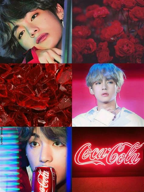 BTS // bangtan kim taehyung ; red aesthetic collage wallpaper by kwall_papers | Aesthetic ...