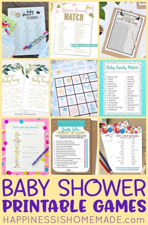 Baby shower games would be the best idea. 18 Printable Baby Shower Games - Happiness is Homemade