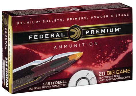 Federal P338ftt2 Premium 338 Federal 200 Gr Trophy Bonded Tip 20 Bx 10