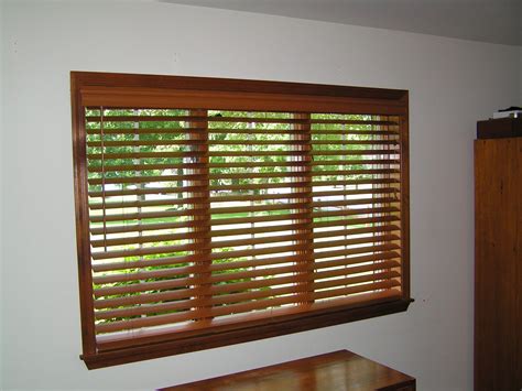 Stained Wood Blinds On A Large Window Wooden Blinds Wood Window