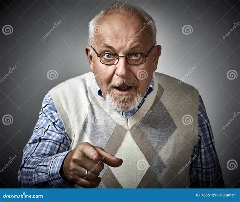 Old Man Pointing To The Camera Stock Photo Image Of Adult